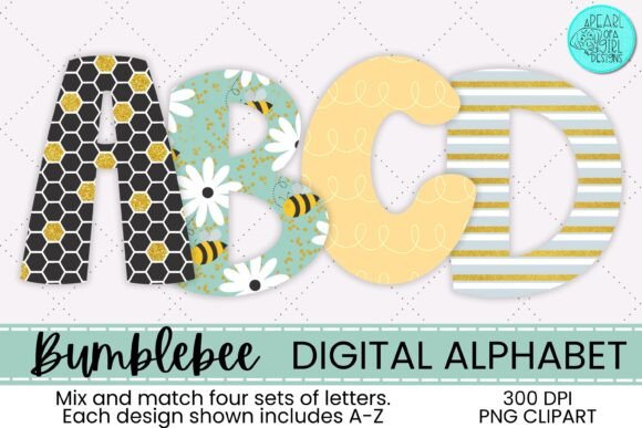 Bee Alphabet: Doodle Graphics & Illustrations