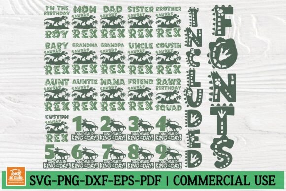 Dinosaur Birthday Family SVG Bundle for Crafts & Graphics