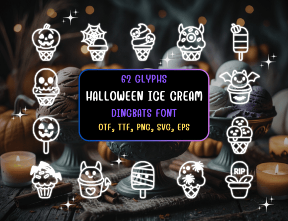 Halloween Ice Cream: Fonts & Dingbats for Sellers