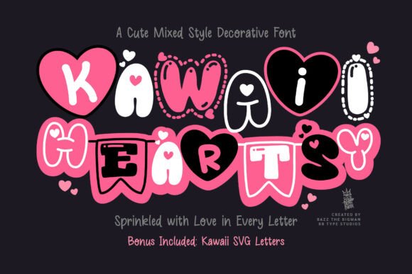 Kawaii Heartsy: Whimsical Decorative Fonts for Brands