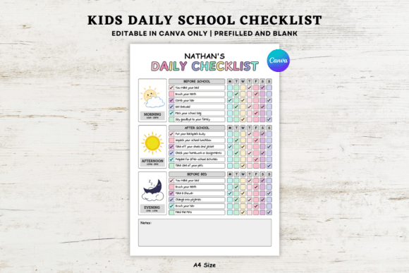 Kids Daily School Chores: Vibrant Graphics & Print Templates