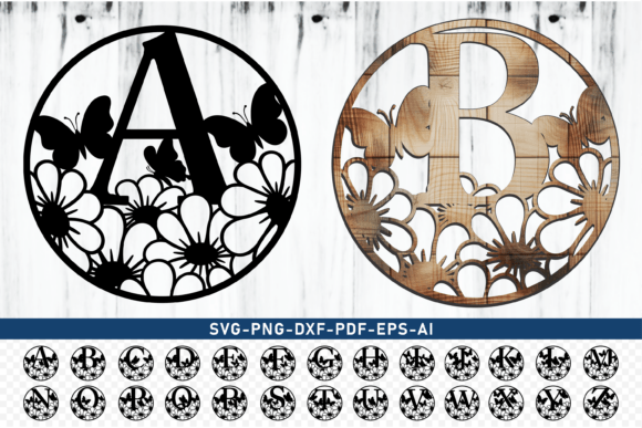 Round Flower Monogram Letters: Graphics for Crafts