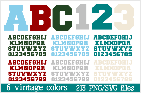 Sports Letters Numbers PNG SVG Vintage for Crafts and Graphics