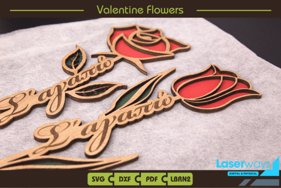 Valentine Flowers Rose and Tulip: Laser Cutting Signs